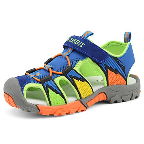 SAGUARO Sandali Estivi Bambini Outdoor Ragazzi Cuoio Morbida Sandali da Spiaggia Sport Antiscivolo Sandali Scarpe da Trekking Blue Gr.31