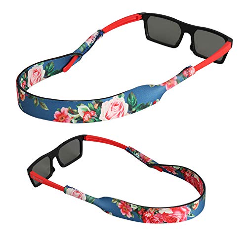 FTALGS Nastro elastico per occhiali-Nastro per occhiali sportivi-Cordino per occhiali di qualità superiore-Floating Neo Sunglass Holder Strap, Ideale per Sport e Attività all' Aperto,[2 Pezzi (Colore)