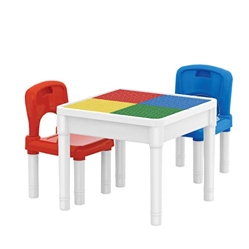 deAO Centro attività 3in1 Tavolino Multiuso per l'Apprendimento e creatività dei Bambini Set Include 2 Sedie