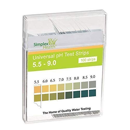 Simplex Health acqua PH Strisce Test 5.5 - 9.0 GAMMA& DUE Imbottitura universale per ACIDO Alcalina Acqua test (100 STRISCE)