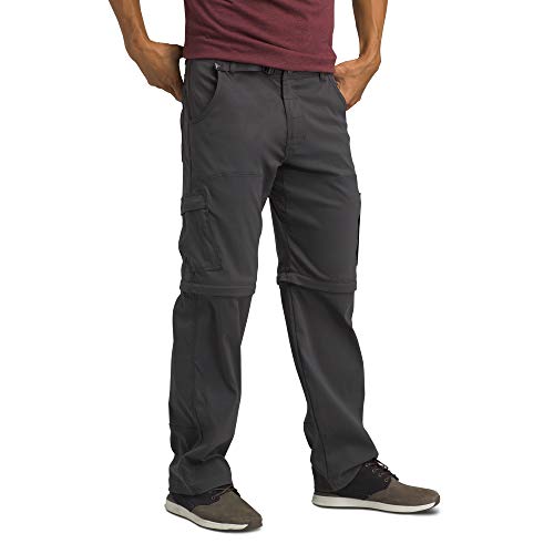 Prana Stretch Zion - Pantaloni Convertibili da Uomo Carbone W32 / L32