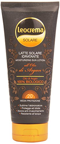 Leocrema - Latte Idratante Solare Protezione Media 20, all'Olio di Argan 100% Biologico - 200 ml