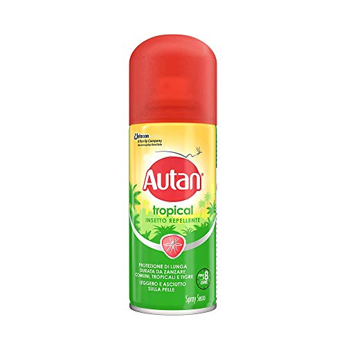 Autan Tropical Spray Secco, Insetto Repellente e Antizanzare Tigre, Comuni e Tropicali, 1 Confezione da 100 ml