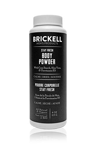 Brickell Men's Mantieni la Polvere per il Corpo Fresca per Uomo, Naturale e Biologica, senza Talco, Assorbe il Sudore, Mantiene la Pelle Asciutta (Profumato)