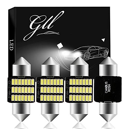 Grandview 4pcs 31MM C5W Canbus Bianco Festone Lampadine LED Interni con Chip 21-3014-SMD 6411 6413 6418 Lampadine C5W LED per Auto Interni Mappa Della Cupola Luci di Targa di Cortesia (DC 9-16V)