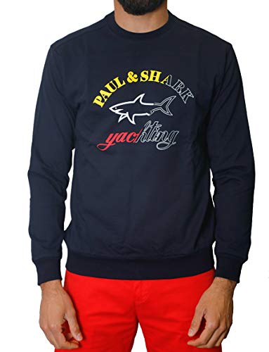 PAUL & SHARK - Felpa in Cotone Blu con Logo Stampato - P20P1823 013