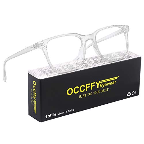 Occffy Occhiali Luce Blu con Anti UV Eyestrain Occhiali Anti Luce Blu per PC, Tablet, Gaming e TV Uomo Donna Oc092 (Trasparente)