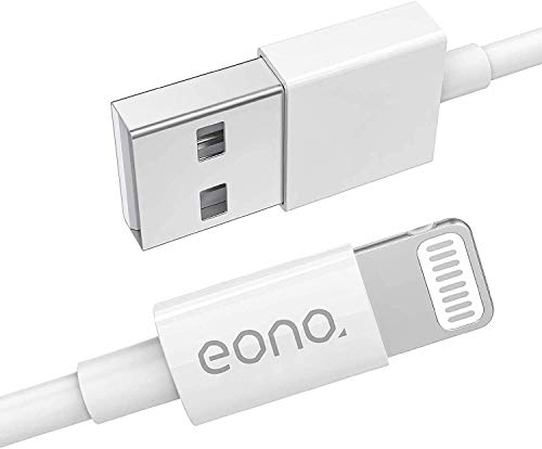 Eono Amazon Brand Cavo per iPhone USB Lightning 2M - [Certificato Apple MFi] Cavo di Rapida Caricabatterie per iPhone 12 PRO Mini PRO Max 11 PRO Max XS XR 8 7 6s 6 Plus SE 5 5s 5c - Originale Bianco