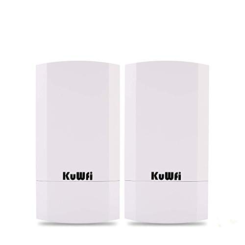 KuWFi Kit CPE outdoor wireless da 300 GB a 2 pacchetti, Bridge/CPE wireless point-to-point per interni ed esterni Supporta 1 km di distanza per la trasmissione a distanza PTP, applicazione PTMP