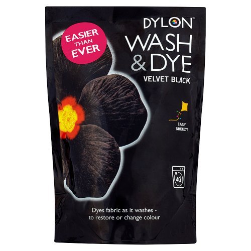 Dylon- Wash & Dye, Polvere colorante per Tessuti, Velvet Black, 13.0 x 4.0 x 18.0 cm