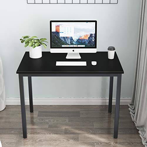 sogesfurniture Scrivania per Computer 100x60cm Tavolo per Computer Ufficio Postazioni di Lavoro Scrivania PC Tavolo da Pranzo Moderno in Acciaio Legno, Nero BHEU-LD-AC100BW