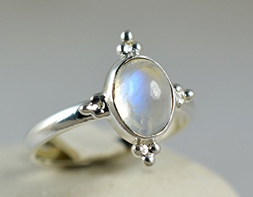 Anello in argento con pietra di luna arcobaleno, pietra di luna arcobaleno, anello in pietra di luna, argento sterling 925, anello in argento, gioielli fatti a mano, misura da 6 a 31 (IT)