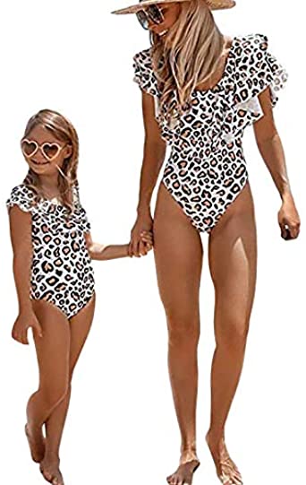 Loalirando Costume da Bagno Madre e Figlia Famiglia Bikini Leopardato Costumi Interi Spiaggia Elegante Un Pezzo Push Up
