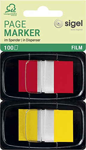 SIGEL HN496 Segnapagina adesivi, Z-Marker, 2x standard, 2 colori nel dispenser, 43x25 mm, 100 fg.