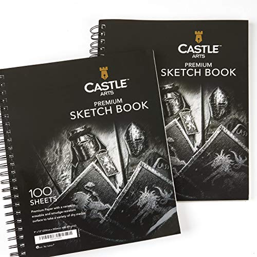 Castle Arts (pacchetto da 2 blocchi da disegno) 9 x 12, 200 fogli di carta da disegno ideali per disegnare e per il materiale scolastico - Senza acidi e di eccellente qualità