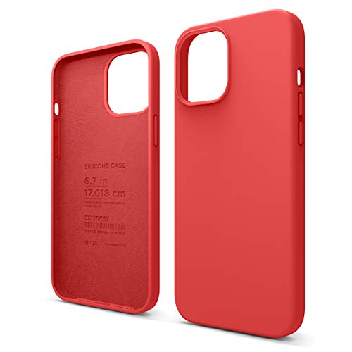 Elago Silicone Liquido Custodia Cover Compatibile con iPhone 12 PRO Max Case (6.7”), Silicone Liquido Premium, Protezione Full Body : Case Antiurto 3 Strati (Rosso)