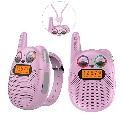 Walkie-talkie per bambini ricaricabili con radio FM, 2 miglia di distanza, occhi LED scintillanti, orologi indossabili Walkies-talkie Giocattoli per bambini Bicicletta, Escursionismo, Campeggio, Corsa