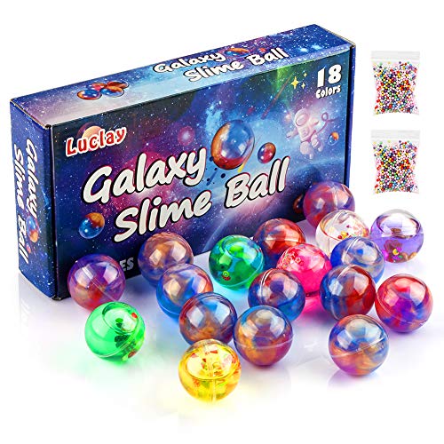 Luclay Galaxy Slime Balls per Bambini, Stucco a Base di Uova lanuginose ed Elastiche - Non appiccicoso, Sollievo da Stress e ansia - Putty Slime Super Soft & Squishy, Confezioni da 18 Pezzi