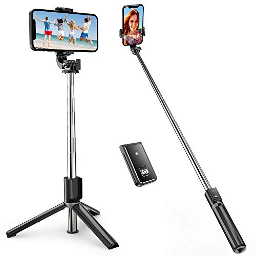 ATUMTEK Bastone Selfie, TikTok Selfie Stick Bastone Selfie Treppiede Estensibile Fino a 1m con Telecomando Wireless per Smartphone iPhone 12/11/11 Pro/X/XS/8/7 Plus/7, Samsung Galaxy S10/S9, Huawei