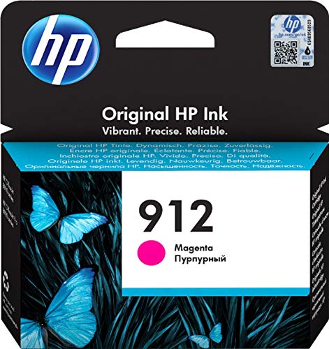 HP 912, 3YL78AE, Cartuccia Originale Standard, 315 Pagine, Compatibile con Stampanti a Getto di Inchiostro OfficeJet Pro Serie 8010 e 8020, Magenta