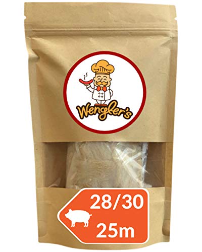 Wengler's - Budello Per Salsiccia Naturale Essiccato, Calibro 28/30-25 METRI, Per Carne Fresca, Involucro Insaccati Prima Scelta, Affumicabile, Adatto A Carni Di Suino, Maiale, Pecora, Hot Dog