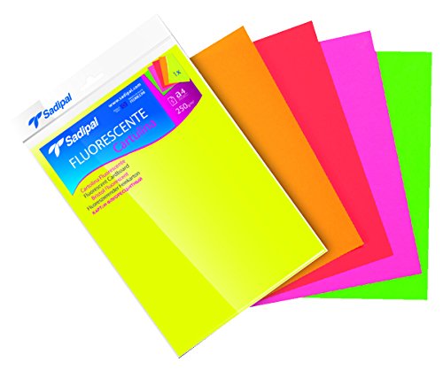 Sadipal 15429-Confezione da 5 biglietti in cartoncino, formato A4, colori fluorescenti