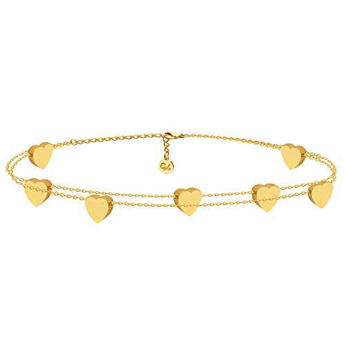 GOOD.designs ® Bracciale donna con cuore (braccialetti donna regolabiles) Bracciali donna con cuori piccoli (oro)