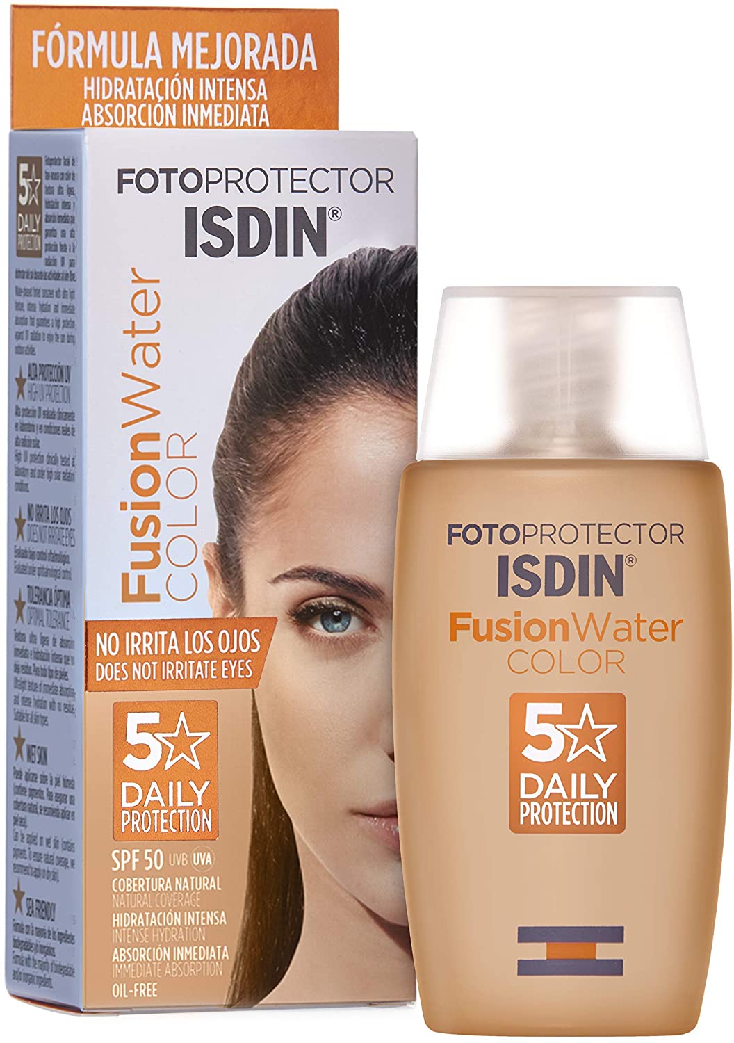 Fotoprotector ISDIN Fusion Water Color SPF 50 50ml | Fotoprotettore viso per uso quotidiano | Texture ultralleggera