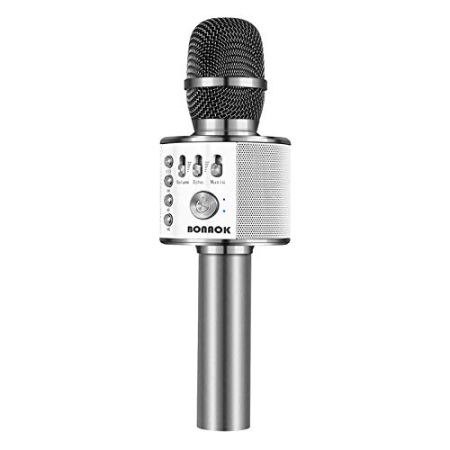 BONAOK Karaoke Microphone, Wireless Bluetooth Microphone, 3-in-1 Portable Mic karaoke Mic Birthday Gift Home Party Karaoke Machine for Android/iPhone/iPad PC （Q37 Space Gray）