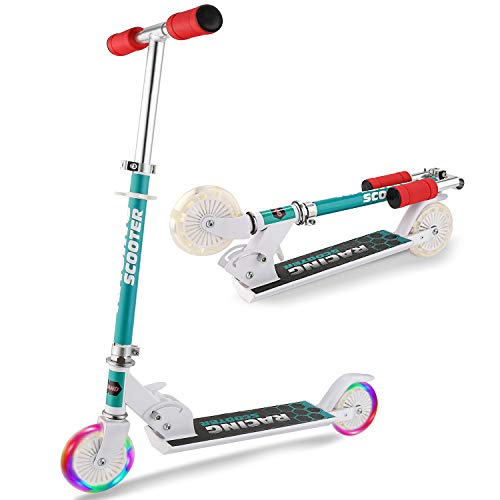 WeSkate Monopattino per Bambini 2 Ruote Kick Scooter da 4 a 12 Anni Monopattino Pieghevole Regolabile per Ragazze e Ragazzi, Carico Massimo 110lb (Bianco 1)