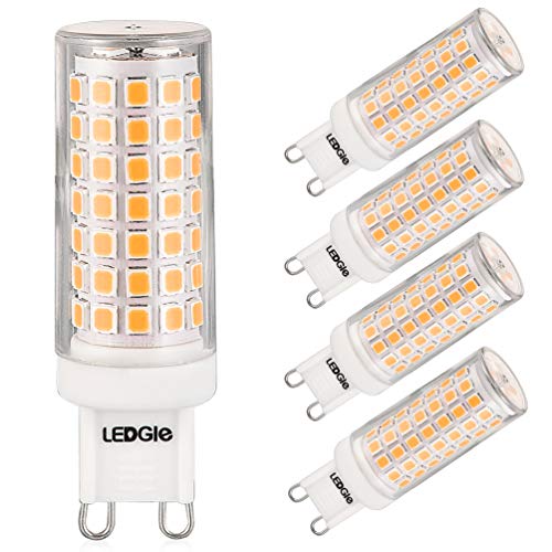 LEDGLE 5 x G9 LED Lampadine del 8W Nessun Sfarfallio, 88-LED SMD2835, Angolo di Fascio di 360 ° 700 Lumen Pari ad Alogene da 80W per l'illuminazione Lnterna 3000K-Bianco Caldo
