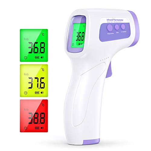 IDOIT Termometro febbre infrarossi Termoscanner professionale per febbre Misuratore temperatura corporea laser Termometro digitale a distanza 3-5CM Memorizza letture per adulti neonati bambini