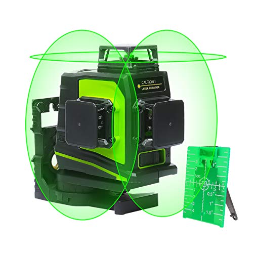 Huepar GF360G Livella Laser 3x 360 Verde 45m con Modalità Impulso, 3D Livella Laser Autolivellante a Croce, 12 Linee 360 Orizzontale/Verticale a 360 Gradi, con Batteria ricaricabile & Base Magnetica