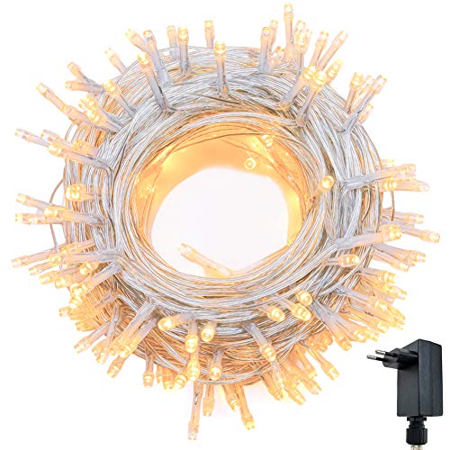 Catena Luminosa Stringa Luci WISD Con 8 Modalità, Funzione Di Memoria, Decorativa Da Interni e Esterni, Bassa Tensione, 32.8M 300 LED Catena Luci Per Casa/Natale/Giardino/Feste - Bianco Caldo