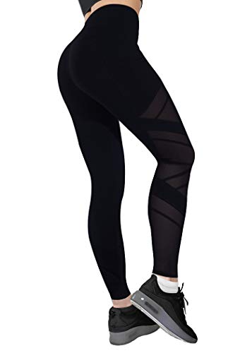 AOQUSSQOA Donna Yoga Pants Sportivi Leggings Fitness Spandex Palestra Pantaloni neri Opaco (XL, B225)