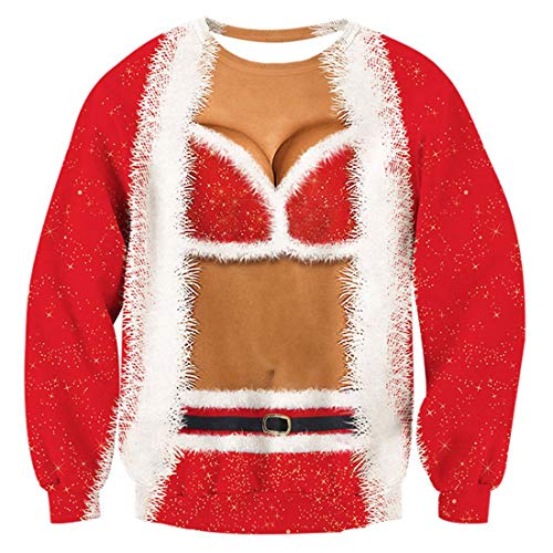 TUONROAD Unisex Pullover di Natale Funny 3D Stampato Christmas Sweatshirt Uomo Donna Crewneck Ugly Xmas Sweater Maglione - XL