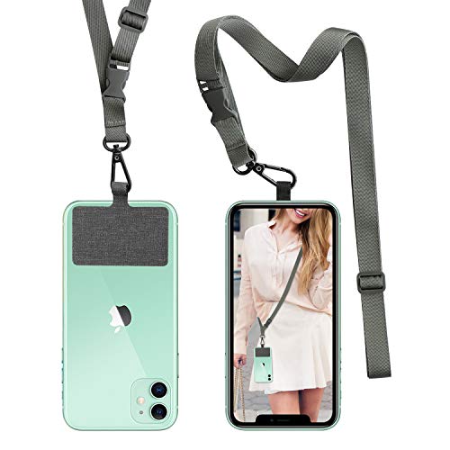ROCONTRIP - Cordino per telefono con cordino rimovibile, compatibile con la maggior parte degli smartphone per iPhone, Google Pixel LG, HTC, Huawei, colore: Grigio