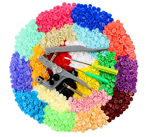 Bottoni a Pressione, ilauke 400pz 20 Colori Bottoni Automatici in Plastica e Pinze in Metallo