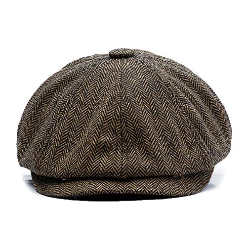 KeepSa Newsboy cap Coppola Uomo - Berretto a 8 Spicchi Piatto Berretto Lana Uomo 56-62 cm - Peaky Irish Gatsby Wool Felt Ivy cap