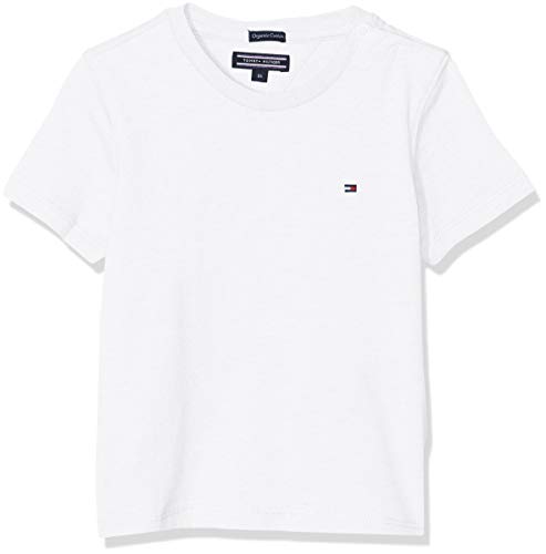 Tommy Hilfiger Boys Basic CN Knit S/s Maglietta, Bianco (Bright White 123), 176 (Taglia Produttore: 16) Bambino
