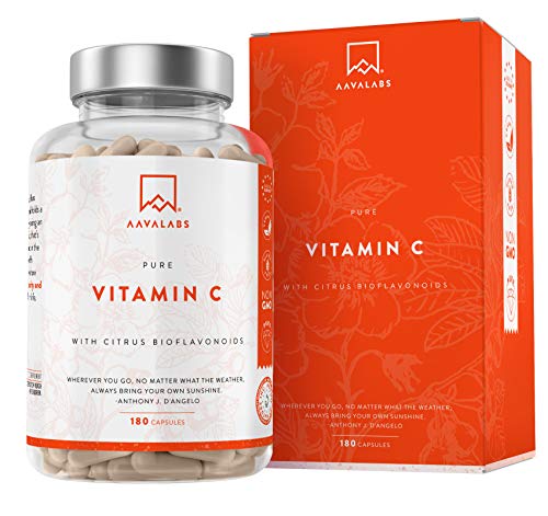Vitamina C Naturale - 1027.5 mg per dose giornaliera - Con Flavonoidi di Agrumi - Camu Camu ed Estratto di Acerola - Per la Funzione Immunitaria e la Salute della Pelle - 180 Capsule