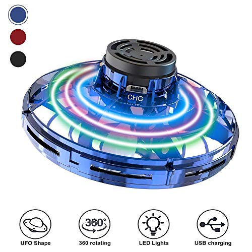 Abree Giocattoli Volanti per Adulti e Bambini Ricarica USB Mini Drone UFO Manuale a Rotazione con luci a LED RGB rotanti e Shinning a 360 ° (Blue)