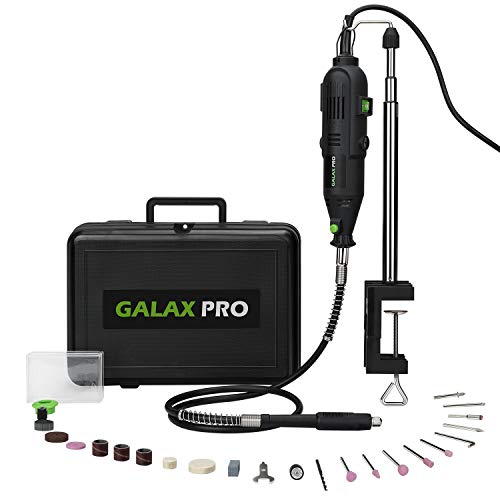 GALAX PRO Strumento Multifunzione,135W Utensile Rotante, 8000-32500RPM Velocità Variabile, Braccio Telescopico, Morsetto da Tavolo e Albero Flessibile, 40 Accessori, Set Trapano, Mandrino Universale