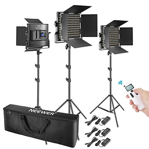 Neewer 3 Pacco Kit di illuminazione Avanzata per Video 2,4G 660 LED, Pannello LED Bi-colore Dimmerabile con Schermo LCD Telecomando 2,4G Supporto di Luce per Fotografia di Ritratto Prodotto