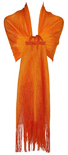 GFM® - Sciarpa in maglia scintillante, stola per matrimoni, abiti da sera, damigelle d'onore, balli di fine anno (MSH1) Msh1-crtnrg - Arancio caldo L