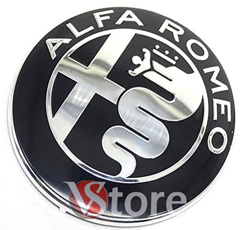 2 Fregi Stemma Alfa Romeo Nero Specchio Logo 74mm Cofano Anteriore Posteriore Emblema Black 147 156 159 Brera Mito METALLO