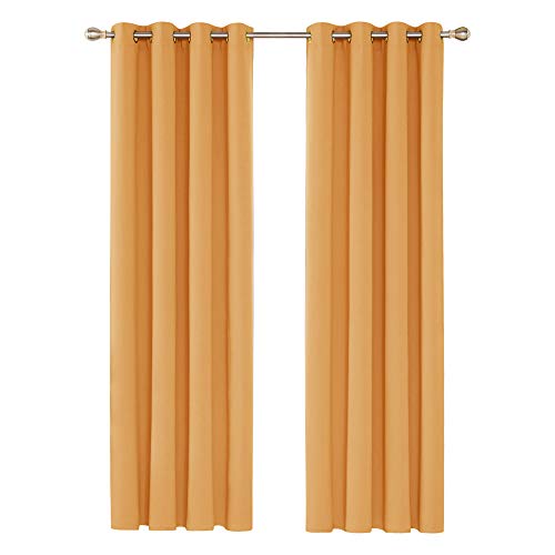 Deconovo Tende Oscuranti Termiche Isolanti Moderne per Salotto Tende Camera da Letto 2 Pezzi Coprente con Occhielli per Finestre Interni 132x214 CM Arancione