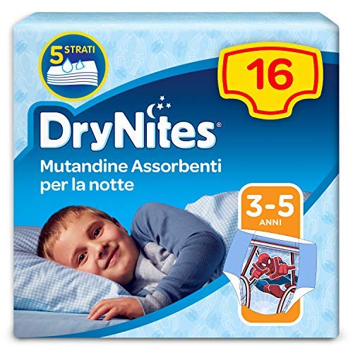 DryNites Mutandine Assorbenti per la Notte da Bambino, 16-23 kg, Confezione da 16 Pezzi