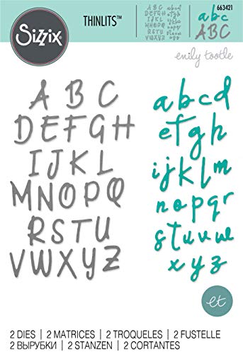 Sizzix Set di Fustelle Thinlits 2 pz Alfabeto by Emily Tootle, Multicolore, taglia unica