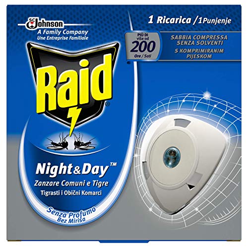 Raid Night & Day Ricarica, per 10 Giorni, Antizanzare Elettrico, 1 Ricarica